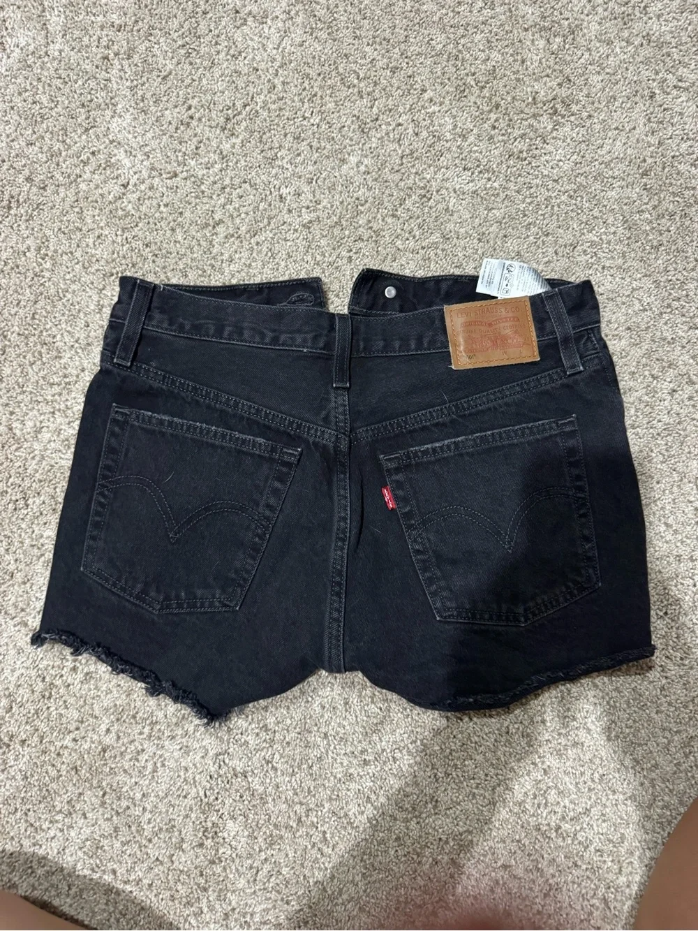 Levi's Black Distressed Button-Fly Denim Shorts